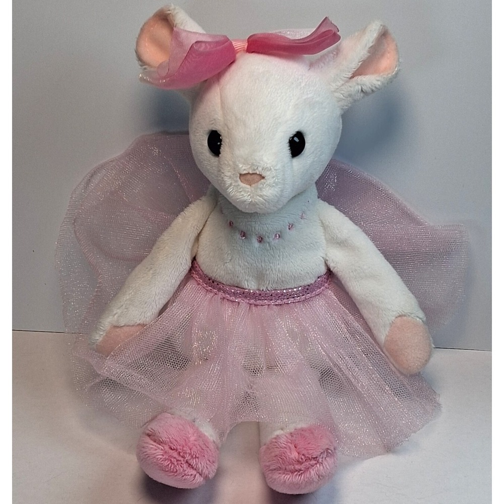 Douglas Petunia Ballerina Mouse Plush Stuffed Animal White Pink Tutu Bow 9"